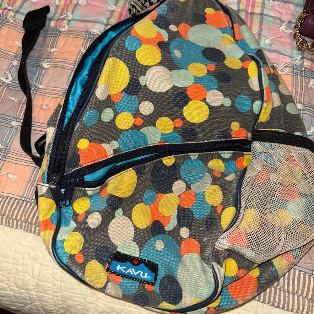 Kavu Sling Bag Multicolor Dot Print Crossbody Backpack